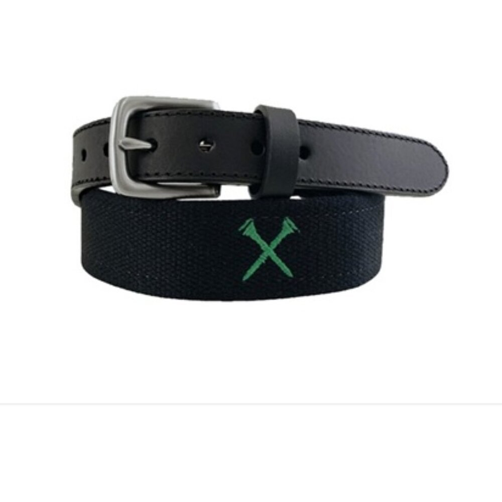 NWT Pebble Beach Men's Flagstick Print Golf Belt with Genuine Leather End 32